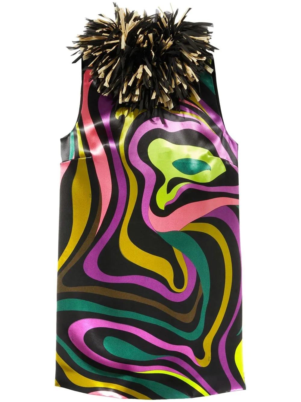 

PUCCI feather-trimmed abstract-print shift dress - Multicolour