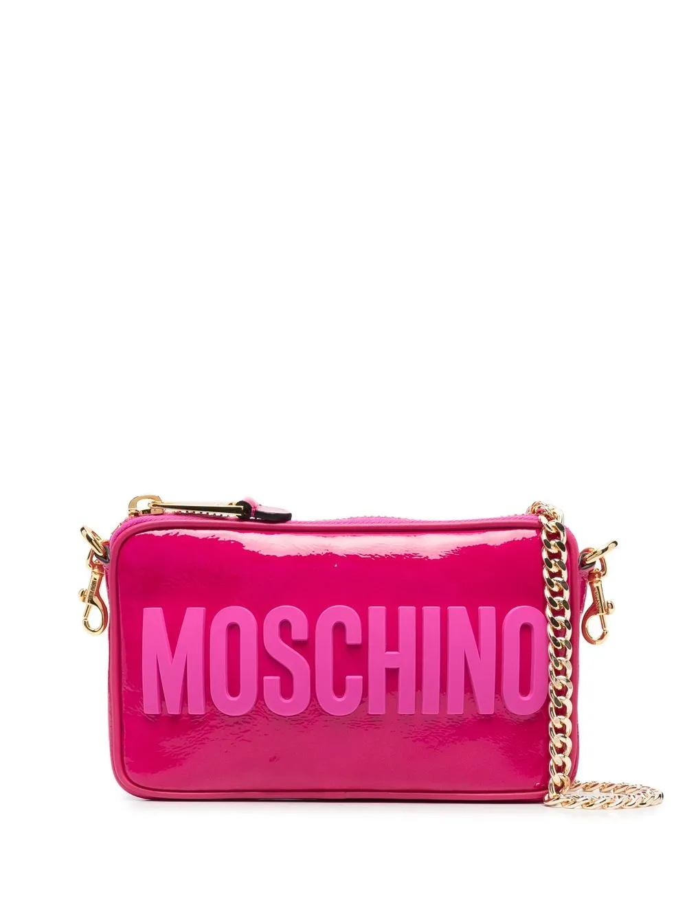 

Moschino bolsa crossbody con logo en relieve - Rosado