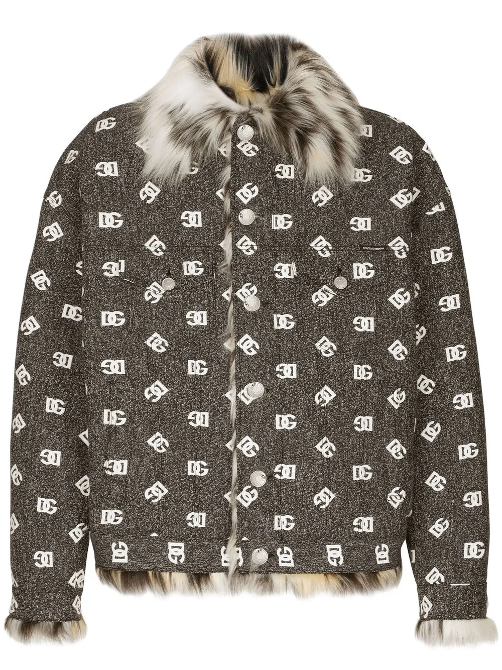 Dolce & Gabbana All-over Logo-print Cotton Jacket In Grey