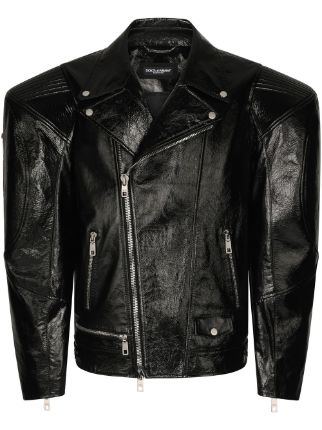 Padded shoulder 2025 leather jacket