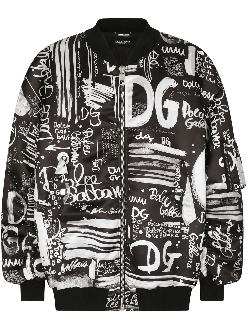 

Dolce & Gabbana oversized logo-print bomber jacket - Black