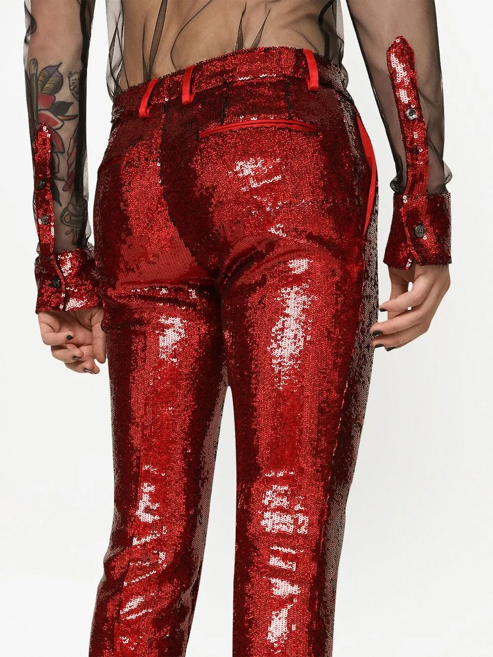 Red Sequin Wide Leg Trousers  idusemiduedutr