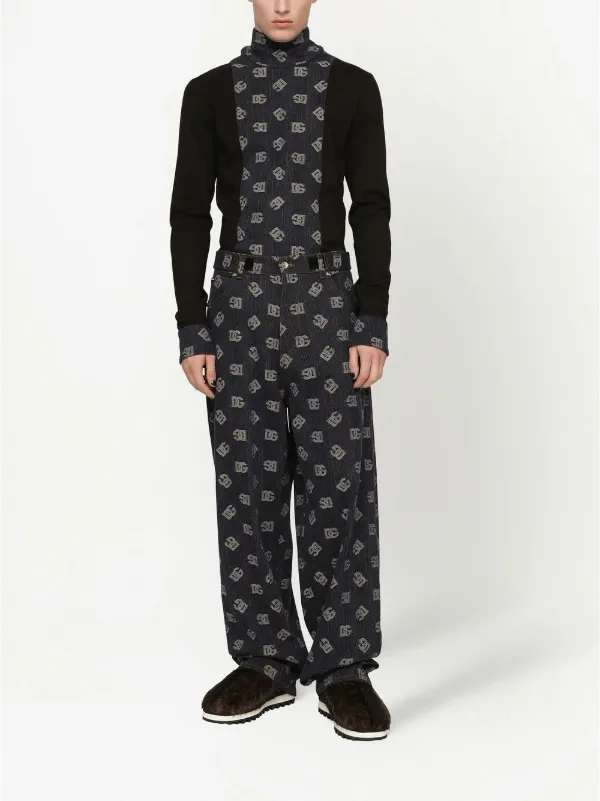 Dolce & Gabbana logo-jacquard wide-leg Jeans | Black | FARFETCH