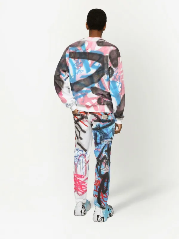 Dolce & Gabbana graffiti-print Straight Leg Jeans | Blue