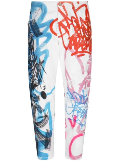 Dolce & Gabbana graffiti-print straight leg jeans