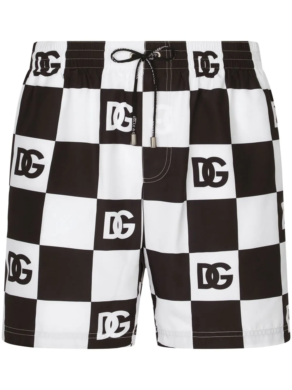 

Dolce & Gabbana shorts de playa a cuadros con logo - Negro