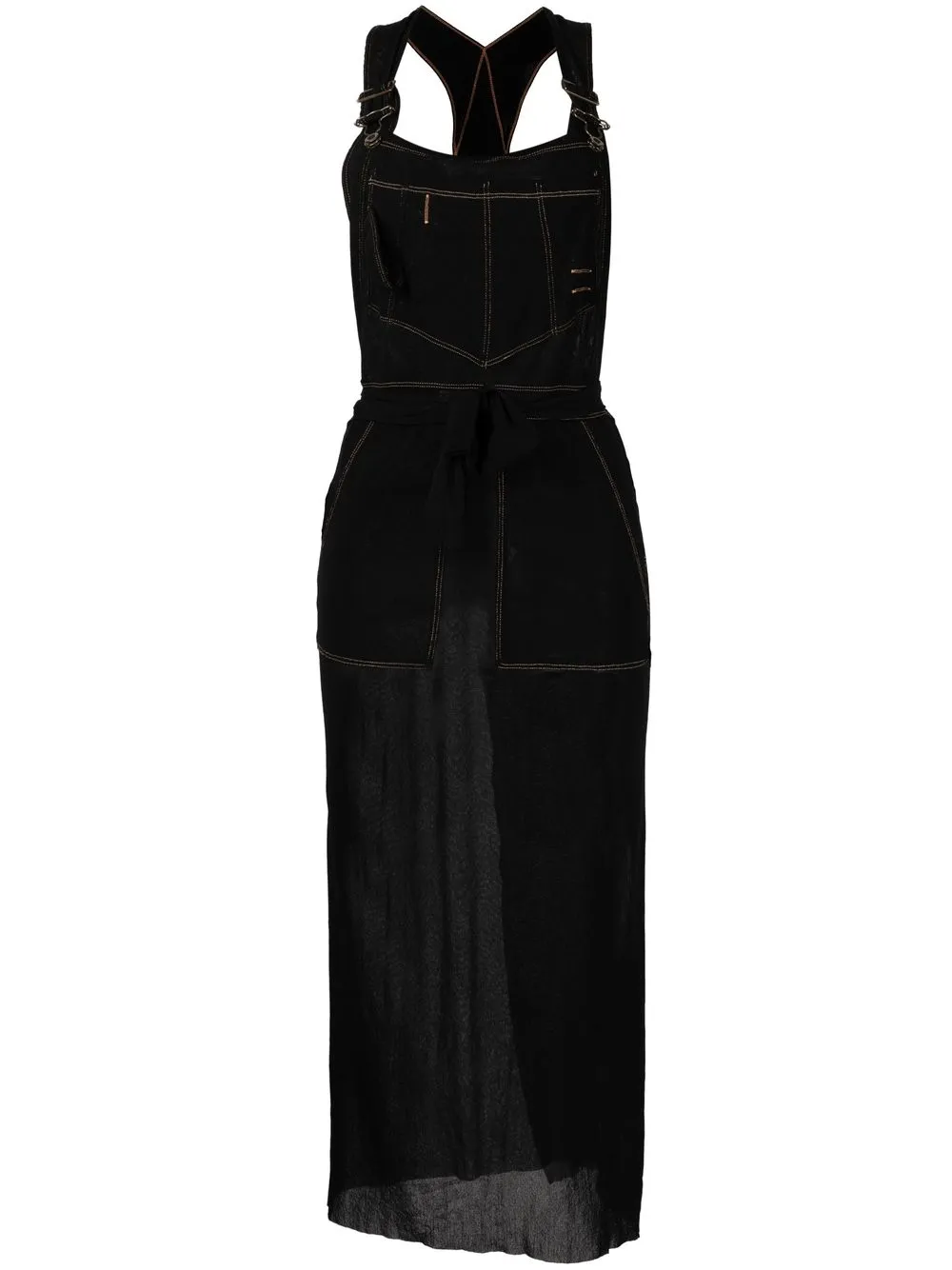 

Jean Paul Gaultier Pre-Owned vestido de delantal transparente 1999 - Negro