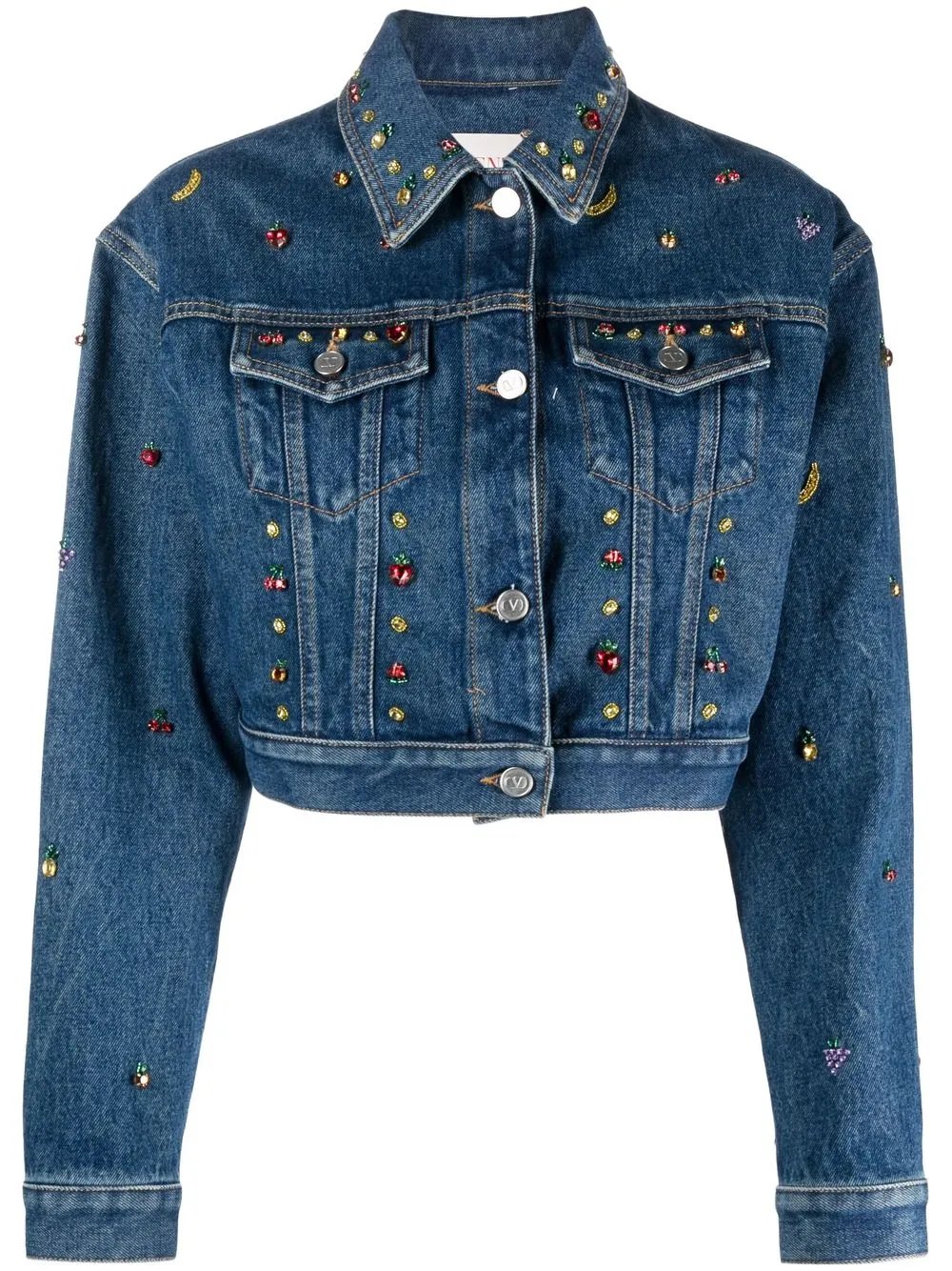 

Valentino cropped denim jacket - Blue