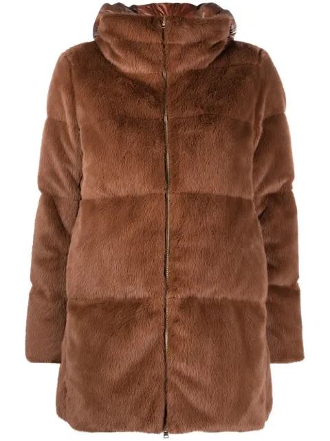Herno faux-fur padded hooded coat
