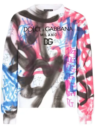 Dolce Gabbana graffiti print Cotton Sweatshirt Farfetch