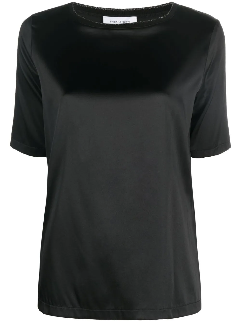 

Fabiana Filippi playera de seda con cuello redondo - Negro