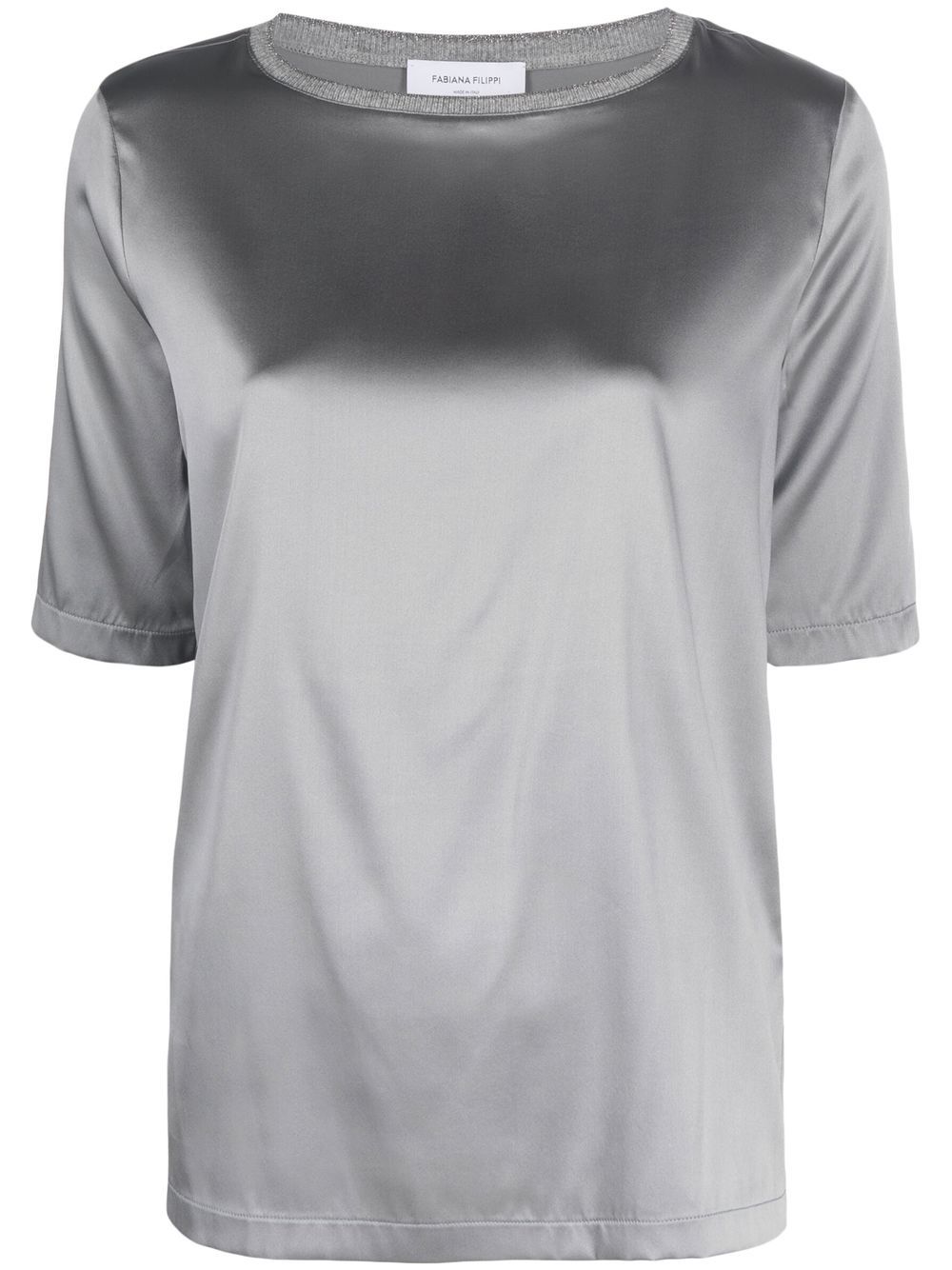 

Fabiana Filippi playera de seda con cuello redondo - Gris