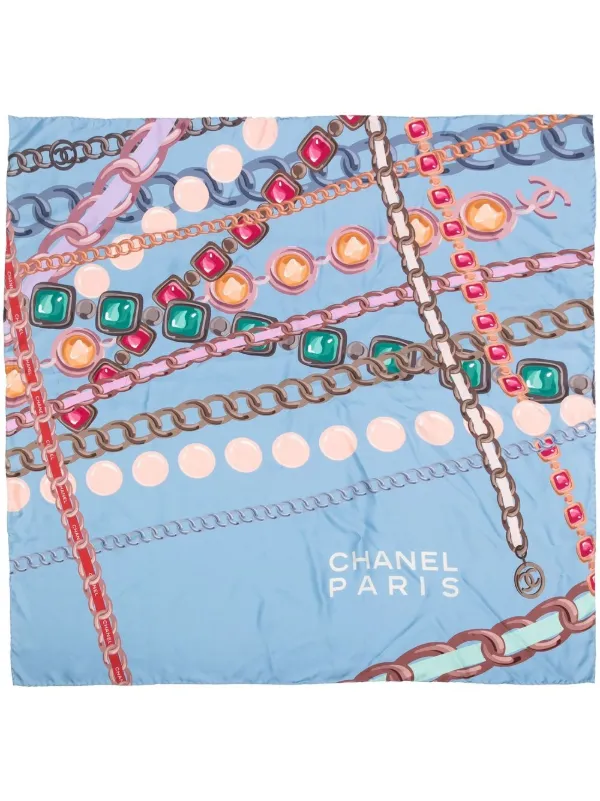 CHANEL Pre-Owned Jewellery Print Silk Scarf | Blue | FARFETCH