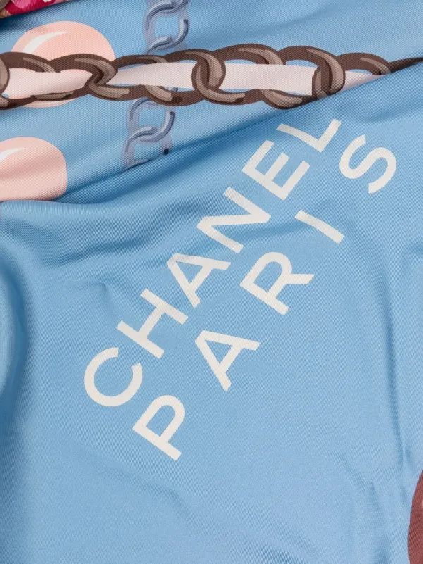CHANEL Pre-Owned Jewellery Print Silk Scarf | Blue | FARFETCH