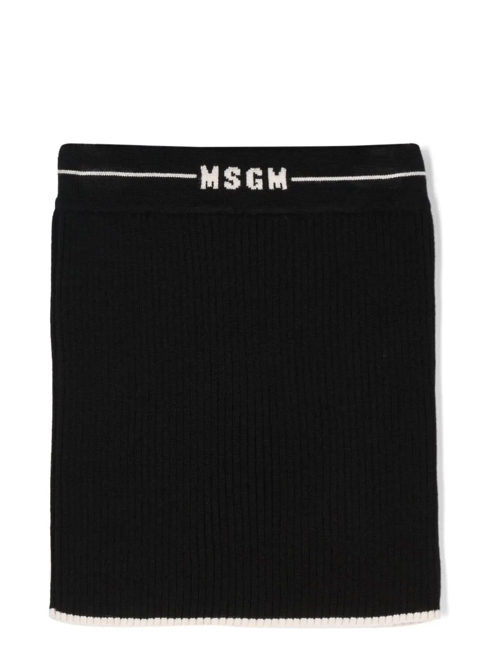 

MSGM Kids logo-waistband ribbed-knit skirt - Black