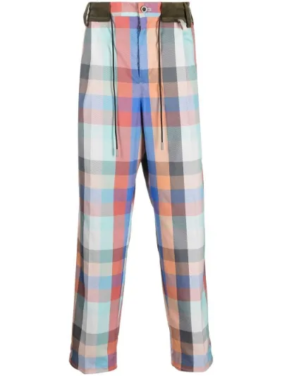 checked straight-leg trousers | sacai 