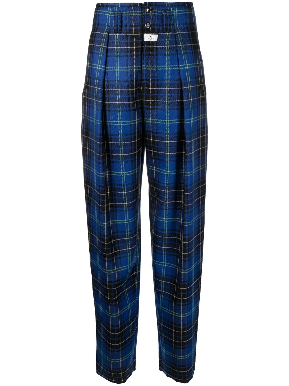 

ETRO pleat-detail check trousers - Blue