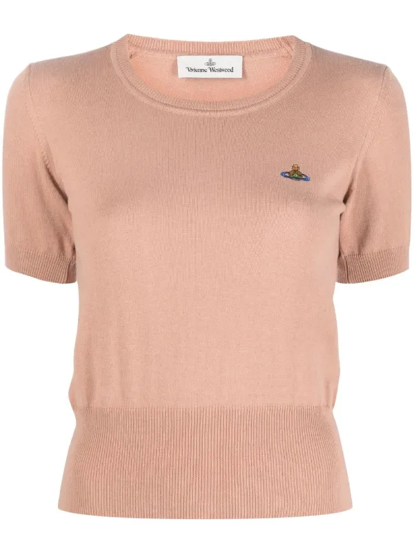 Vivienne Westwood Orb-embroidered Knitted Top in Neutrals