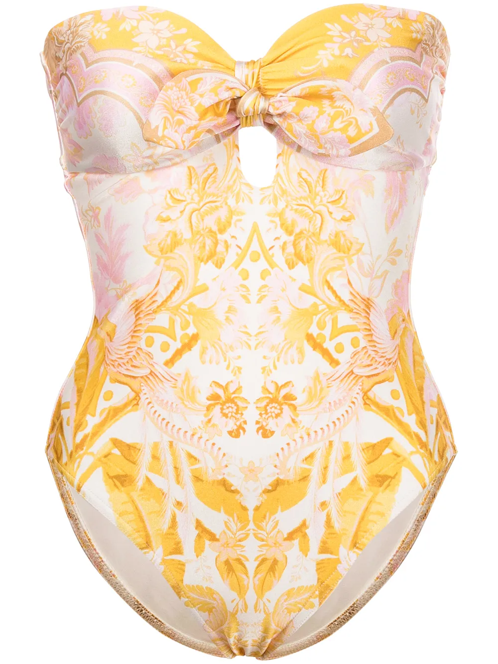 

ZIMMERMANN Lyre Keyhole Tie-Front swimsuit - Yellow