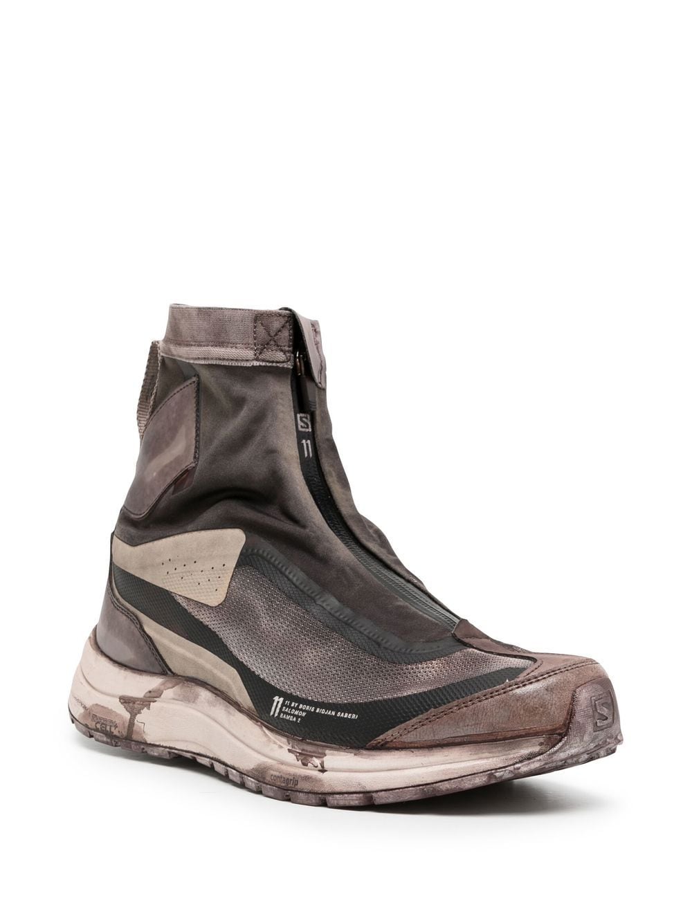 Image 2 of 11 By Boris Bidjan Saberi distressed-effect panelled ankle boots