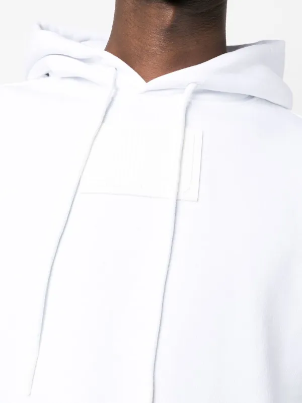 VTMNTS barcode-patch Drawstring Hoodie | White | FARFETCH AO