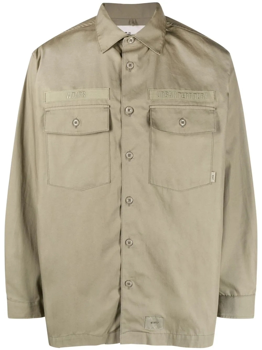 

WTAPS Buds logo-patch poplin shirt - Green