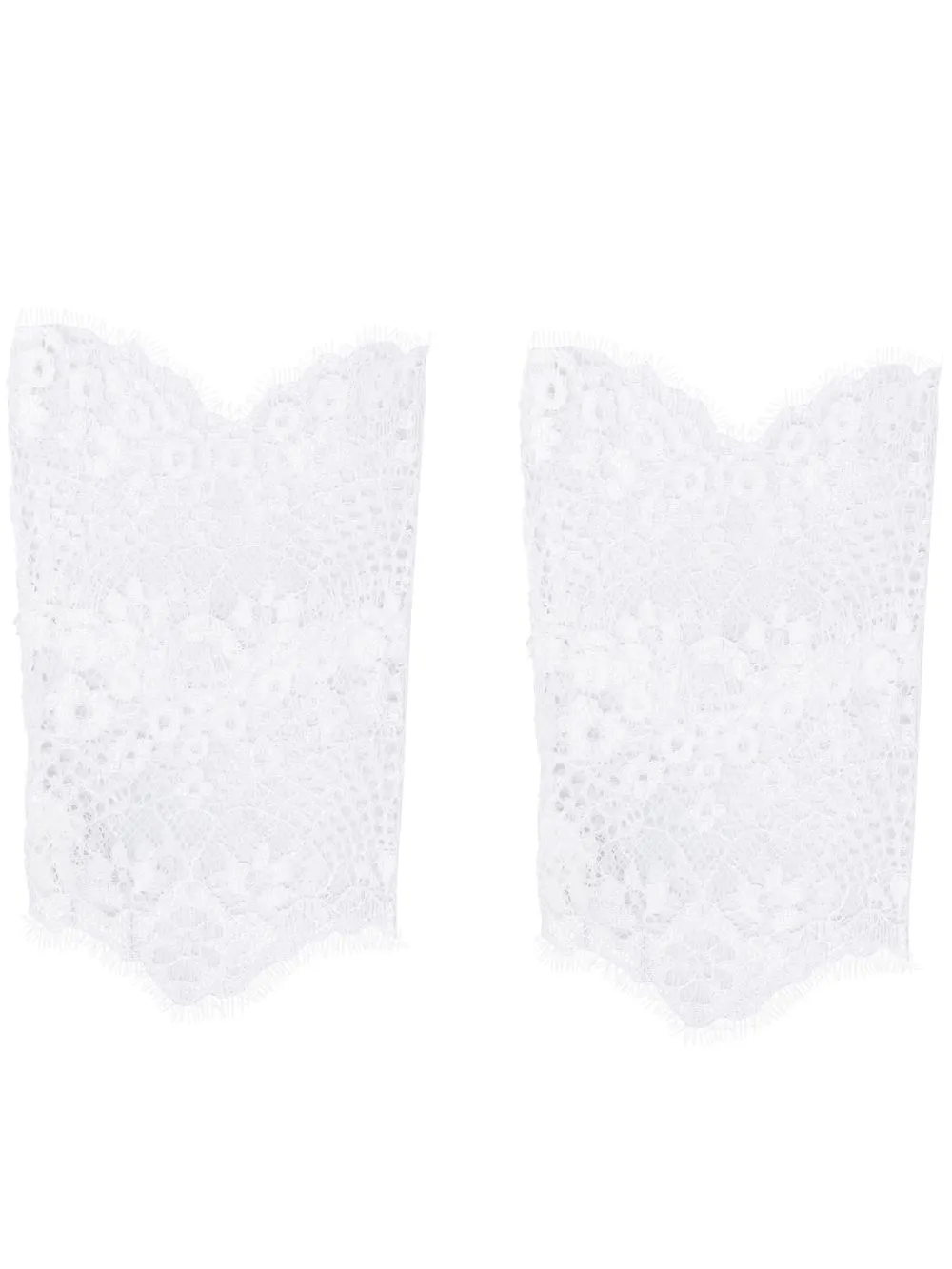 

Parlor lace-pattern frayed-edge gloves - White