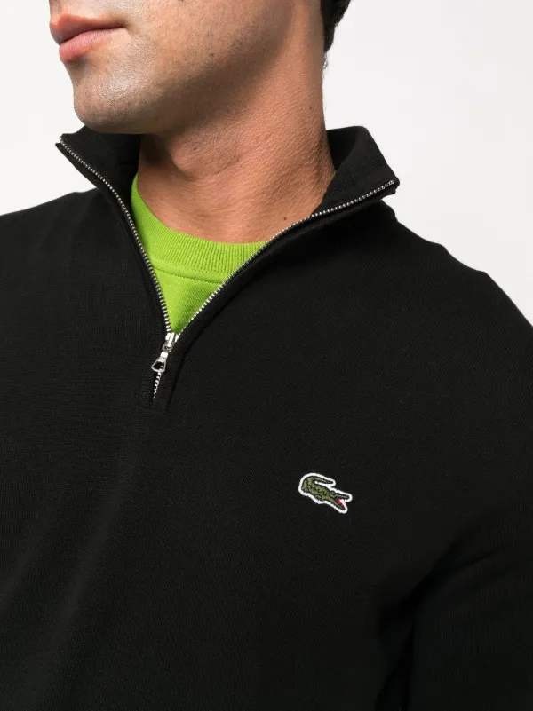Lacoste Logo-appliqué Half-Zip Jumper - Black