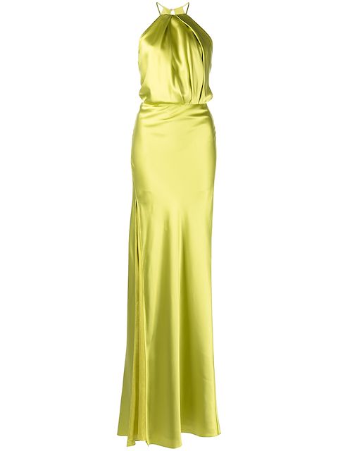 Michelle Mason pleat-detail halterneck dress