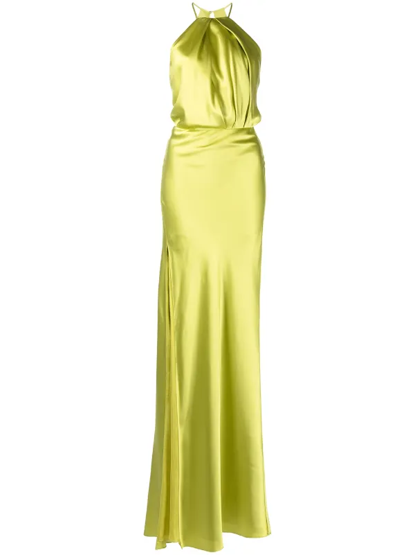 Michelle Mason pleat-detail Halterneck Dress | Green | FARFETCH UZ Michelle Mason pleat-detail Halterneck Dress | Green | FARFETCH UZ