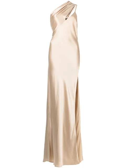 Michelle Mason side-slit one-shoulder gown
