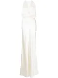Michelle Mason draped halterneck gown dress - White