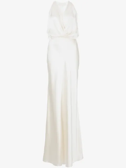 Michelle Mason draped halterneck gown dress 