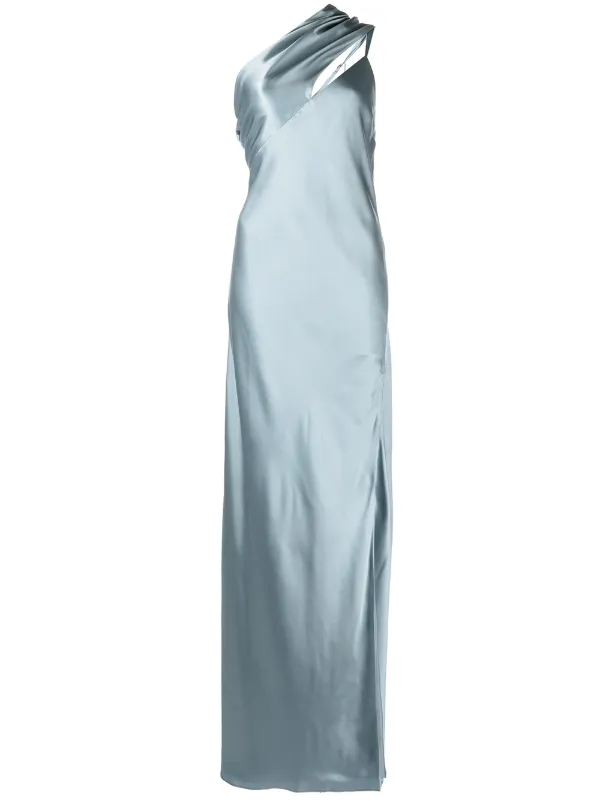 Michelle Mason side-slit one-shoulder Gown | Blue | FARFETCH IN