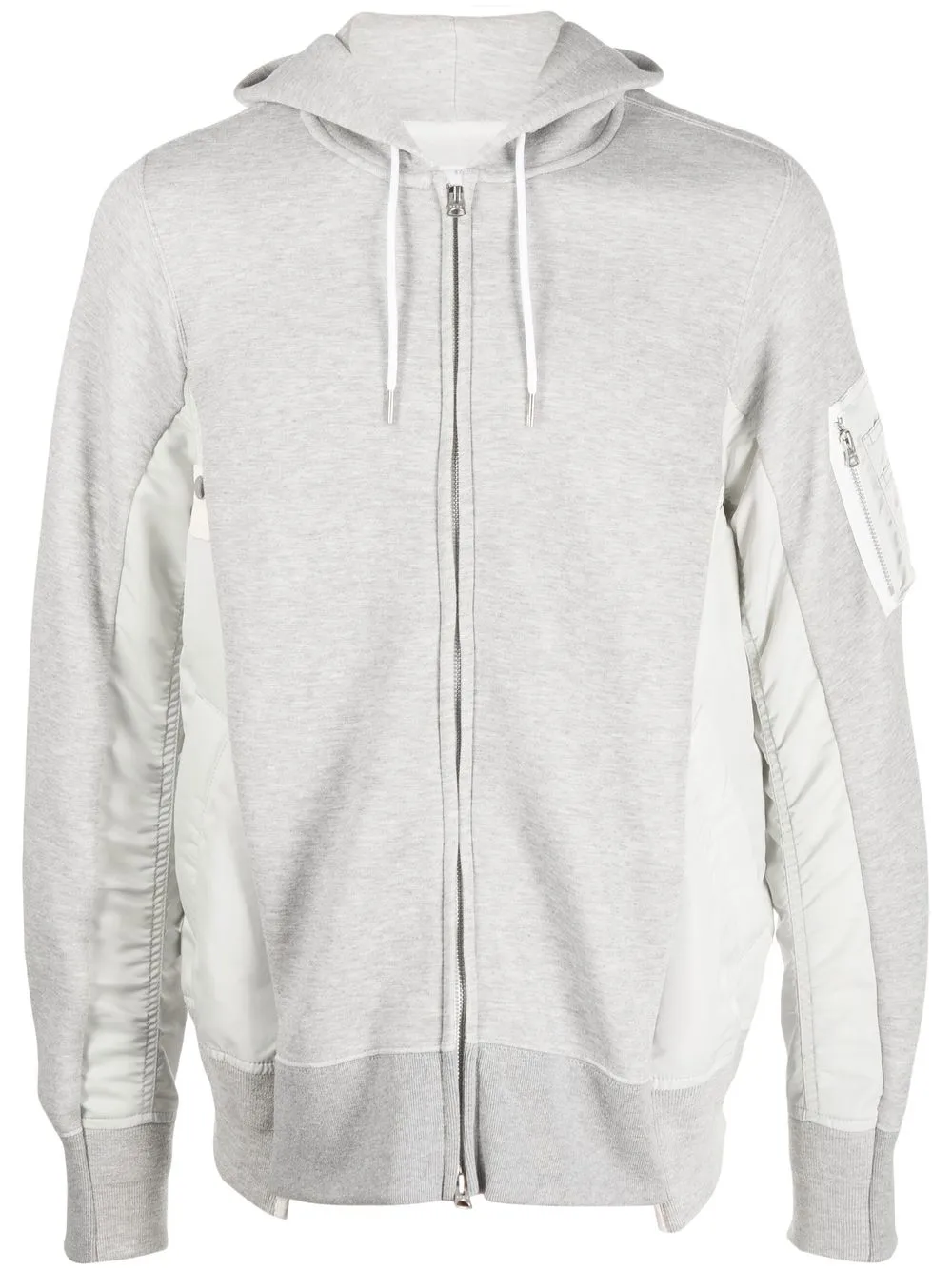 

sacai panelled zip-up hoodie - Grey