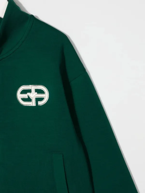Emporio Armani Kids logo-print long-sleeve Cardigan | Green | FARFETCH