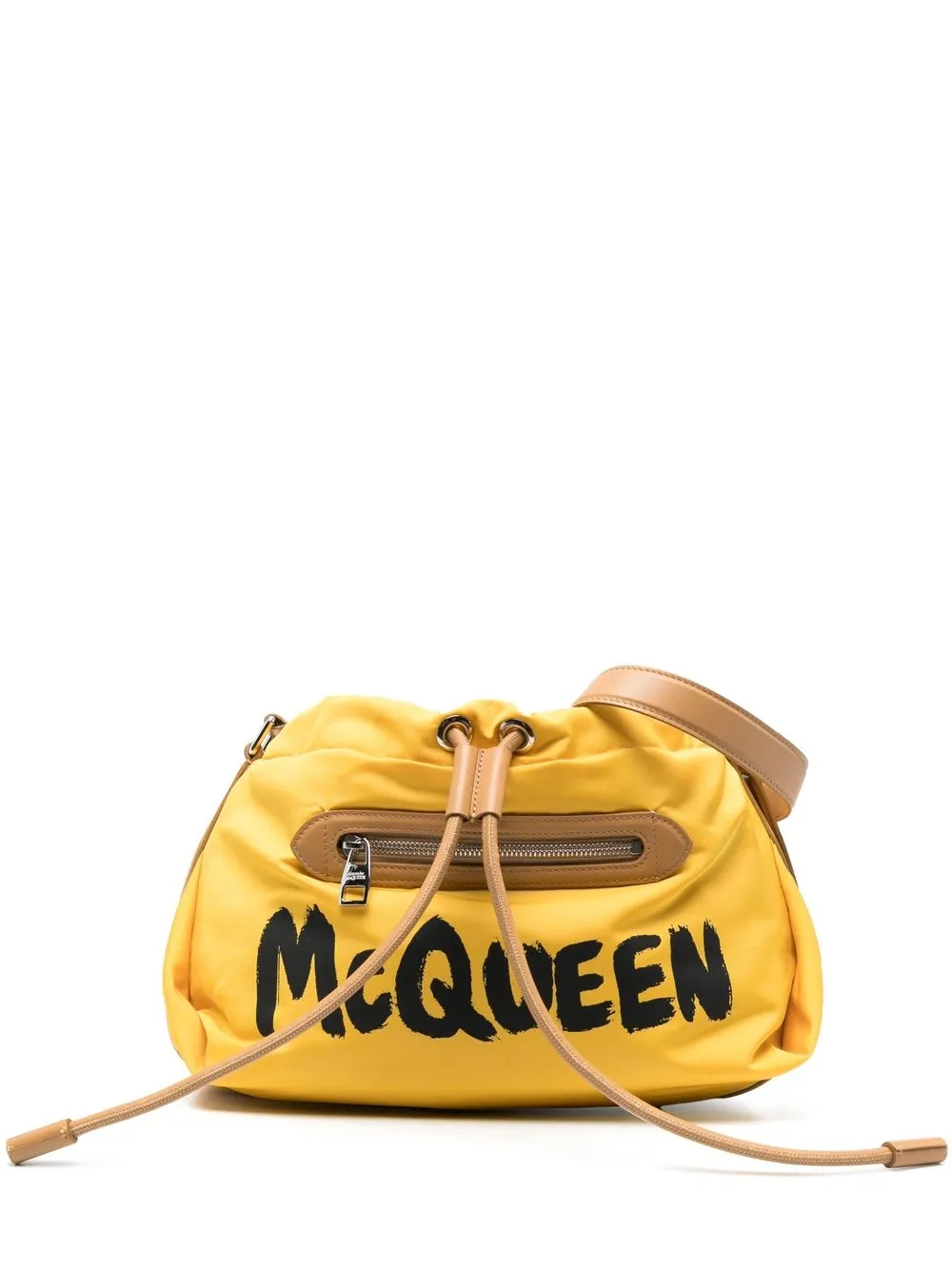 

Alexander McQueen bolsa croobody con cordones y logo - Amarillo