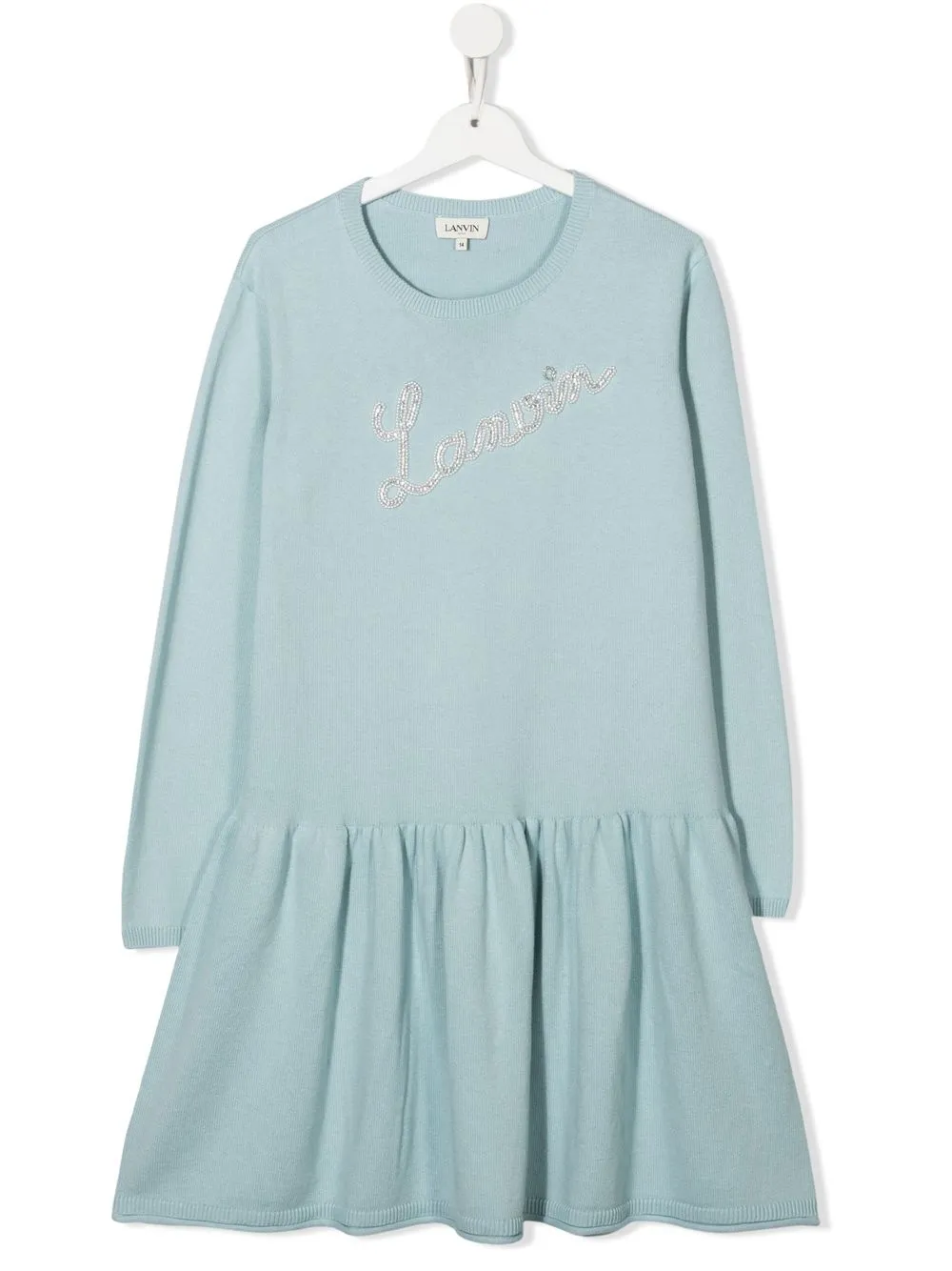 

Lanvin Enfant TEEN rhinestone-logo knitted dress - Blue