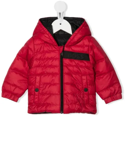 BOSS Kidswear logo-print zip-up padded coat 