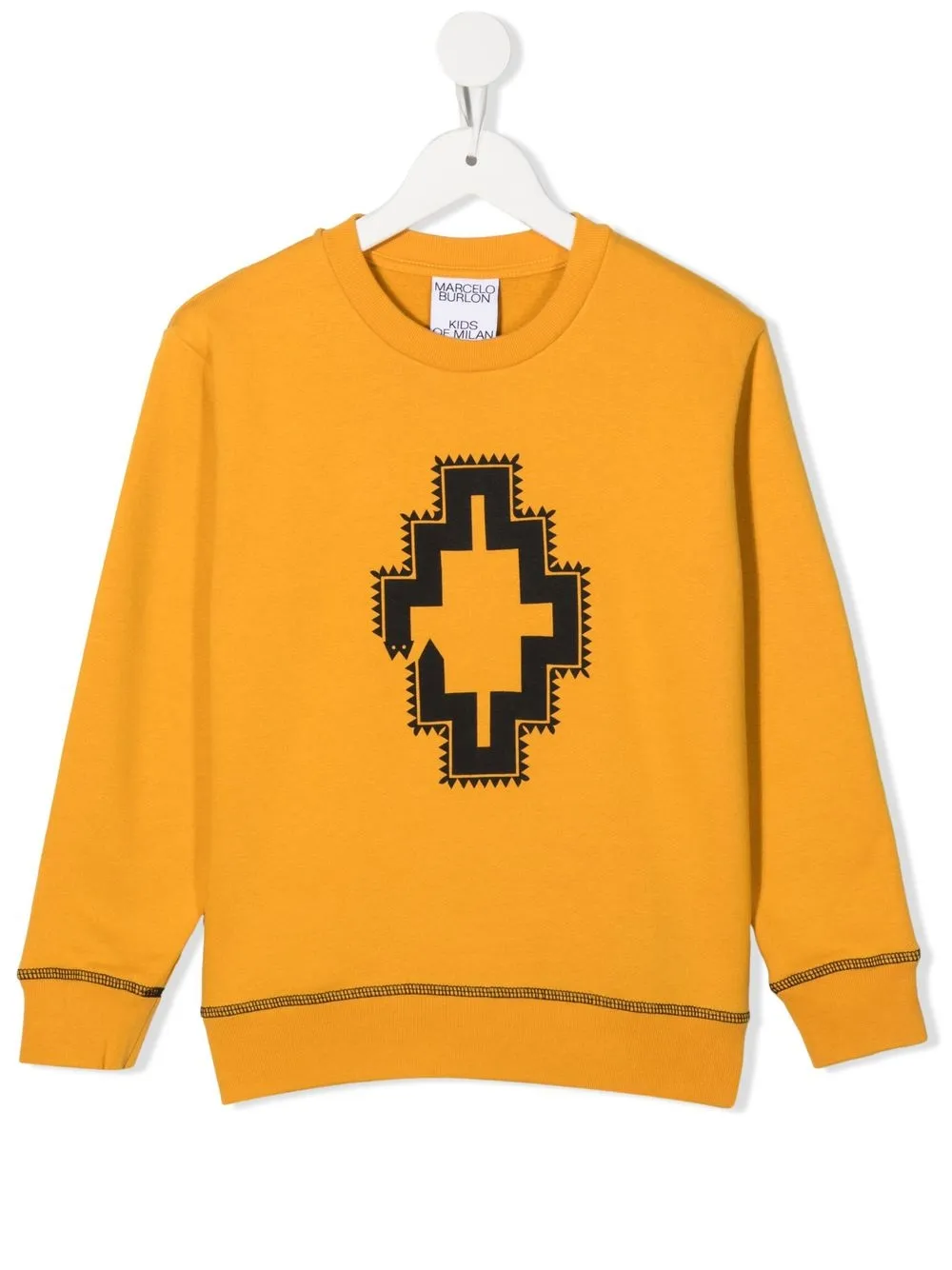 marcelo burlon county of milan kids sweat en coton à logo imprimé - jaune