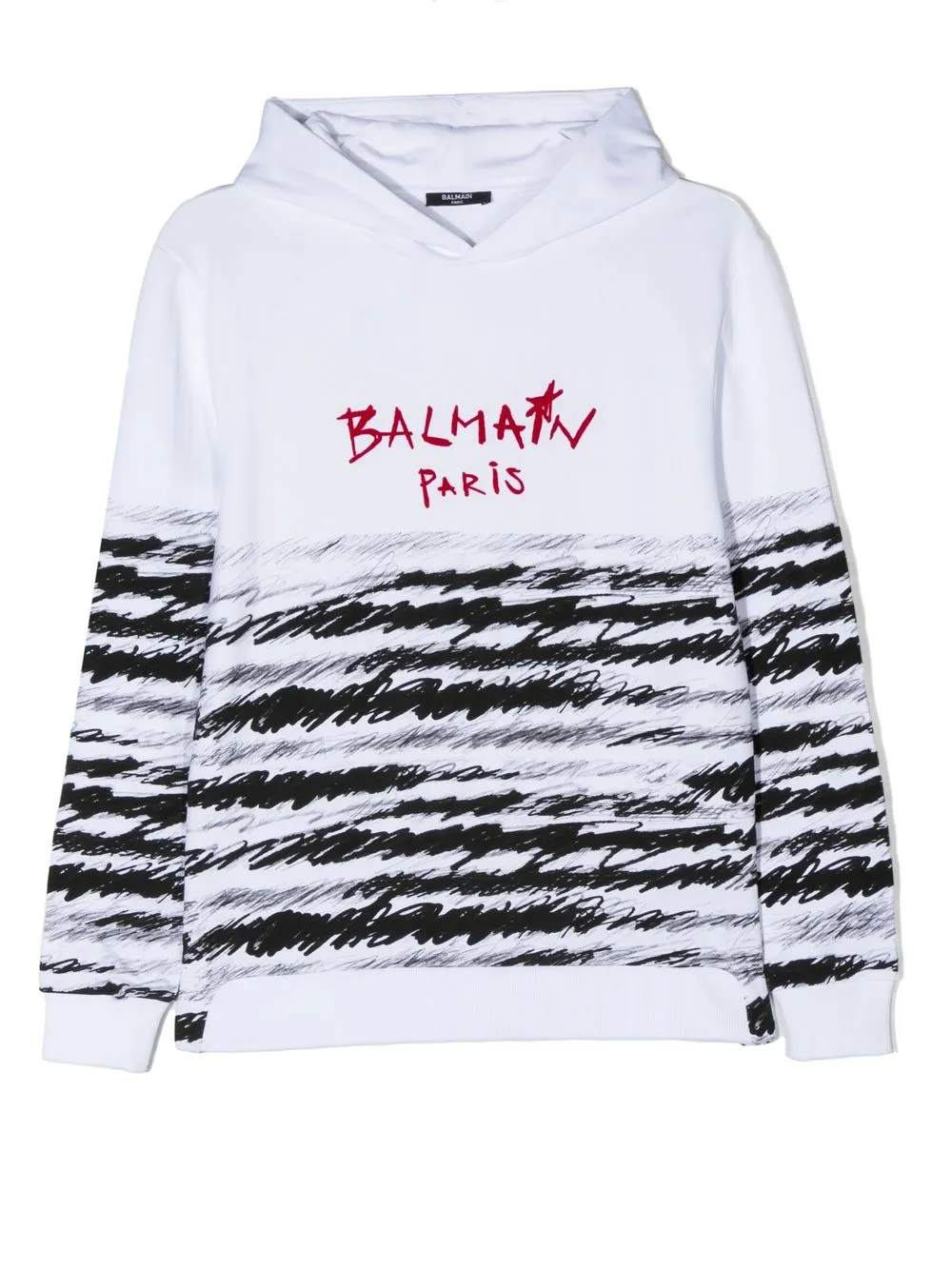 

Balmain Kids sketch-style print logo hoodie - White