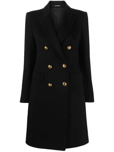 peak-lapel double-breasted coat 