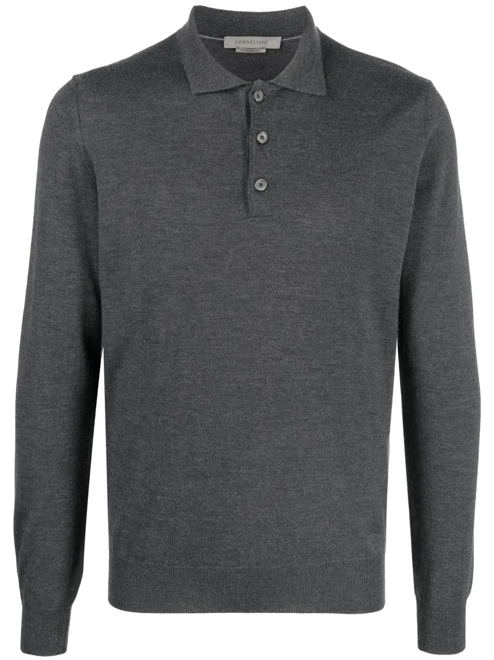 

Corneliani playera tipo polo tejida manga larga - Gris