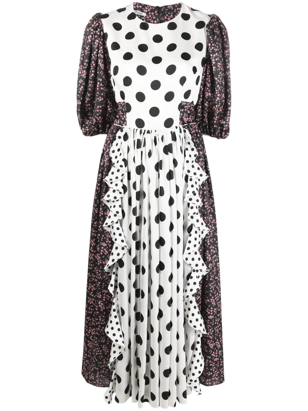 

Parlor mix-print midi-dress - Black