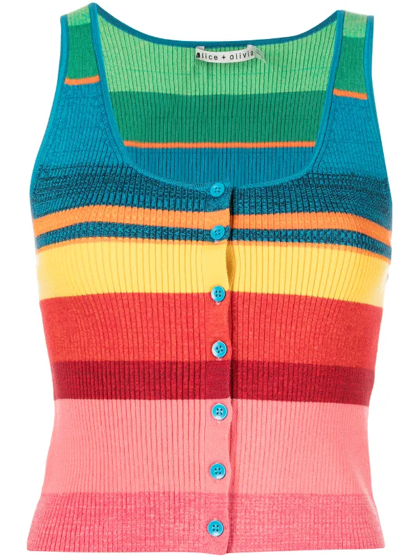Alice+Olivia Daryn Striped Vest Top - Multicolour