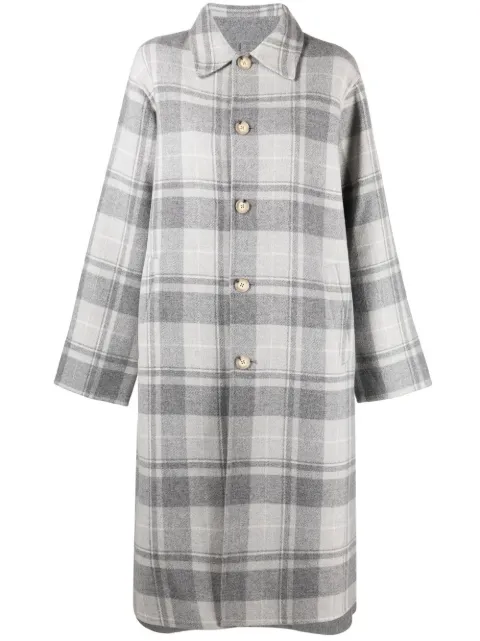 plaid-patterned single-breasted coat