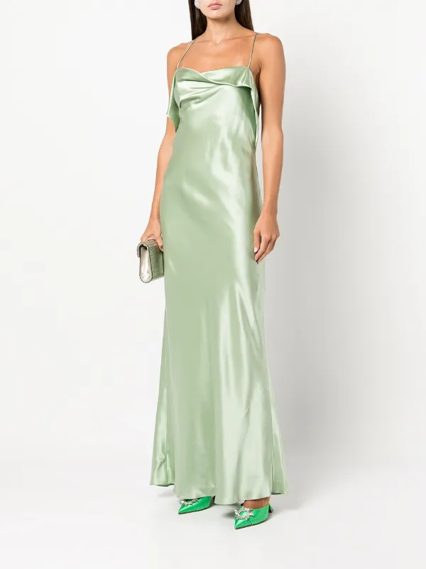 green emerald velvet dress Stunning 1930s Bias Cut Silk Chiffon Green Deco Evening Gown – Muse main image 0
