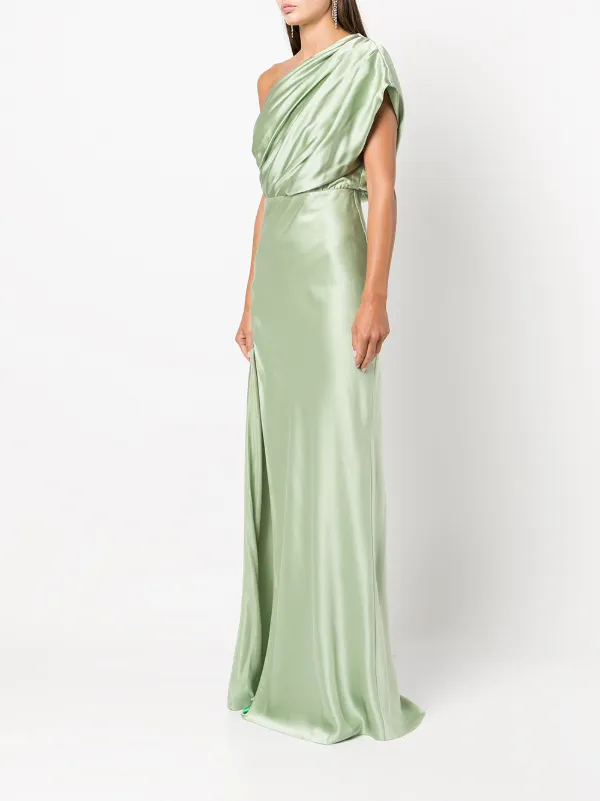 michelle mason green wrap dress Strappy wrap gown