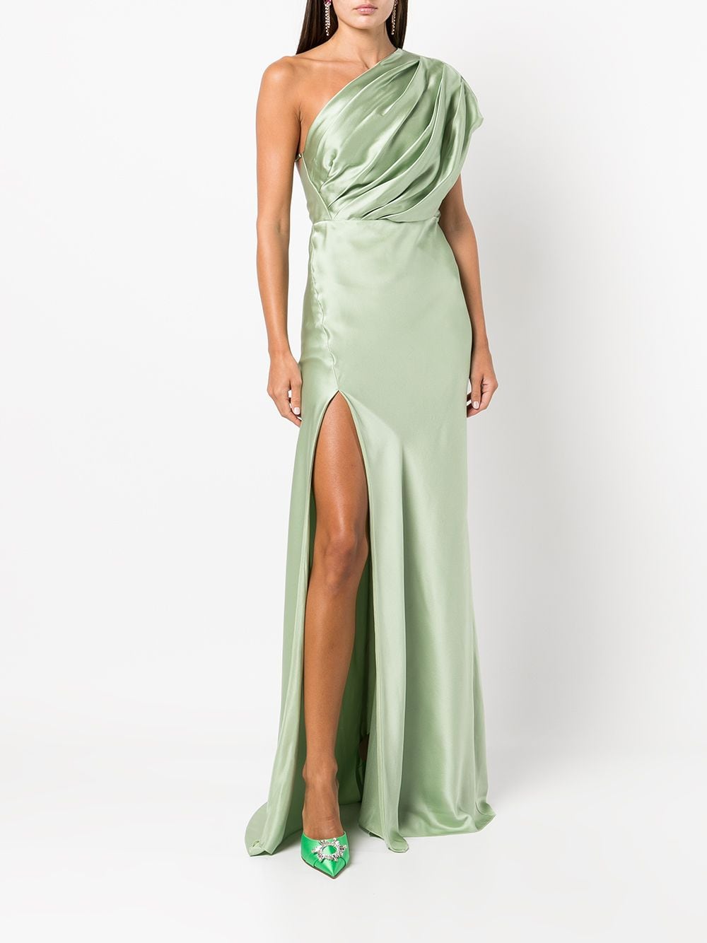 Image 2 of Michelle Mason side-slit one-shoulder gown