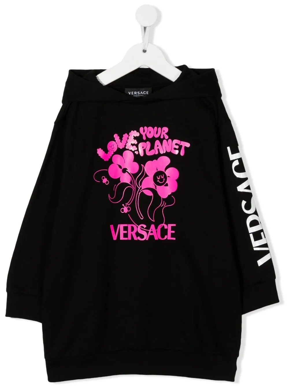 ＜Farfetch＞ Versace Kids グラフィック フーデッドワンピース - ブラック